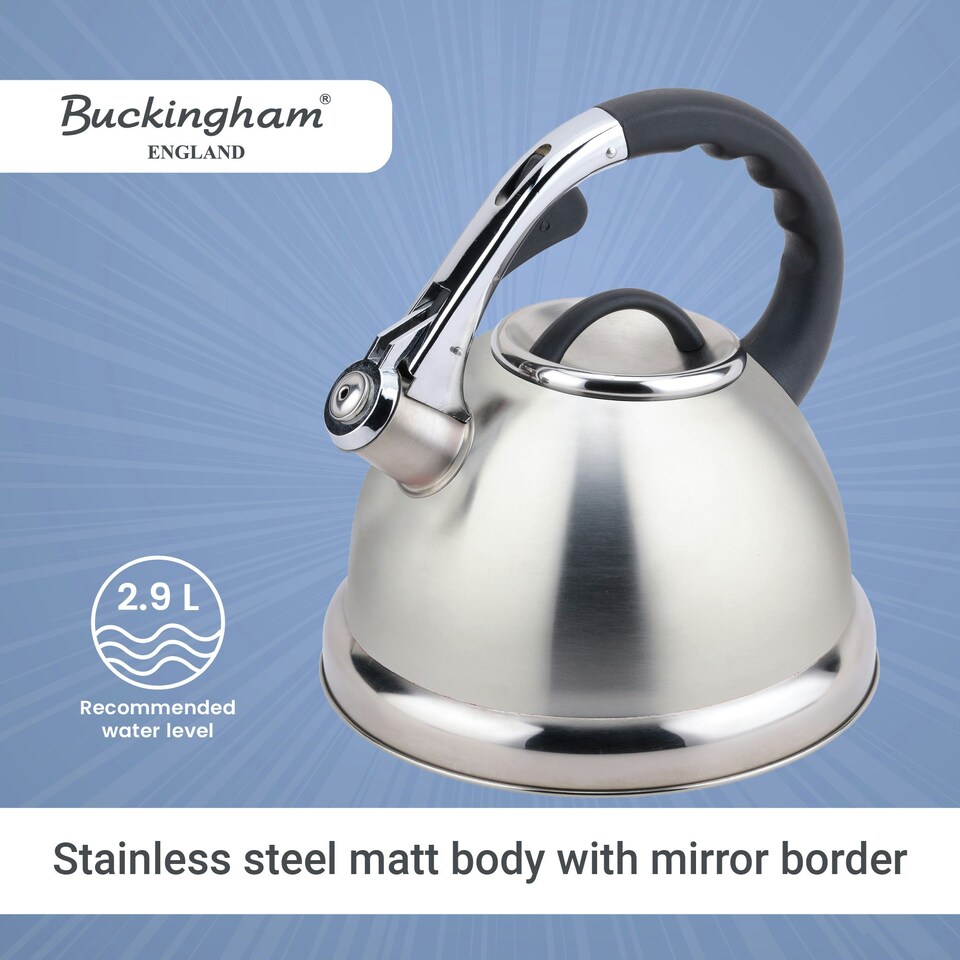 image 1 of Buckingham Stainless Steel Stovetop Whistling Kettle 3.5 Litre ,  Matt finish