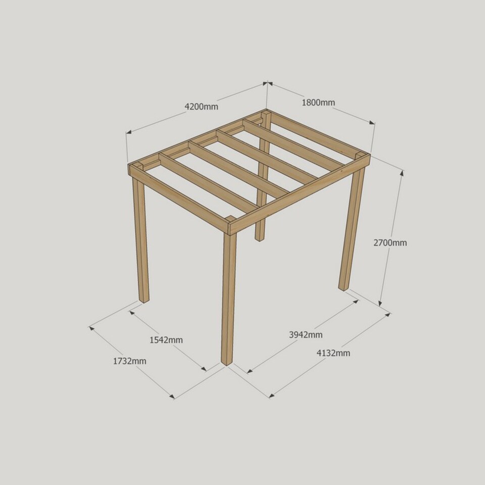 image 1 of Box Pergola - Wood - L180 x W420 x H270 cm - Rustic Brown