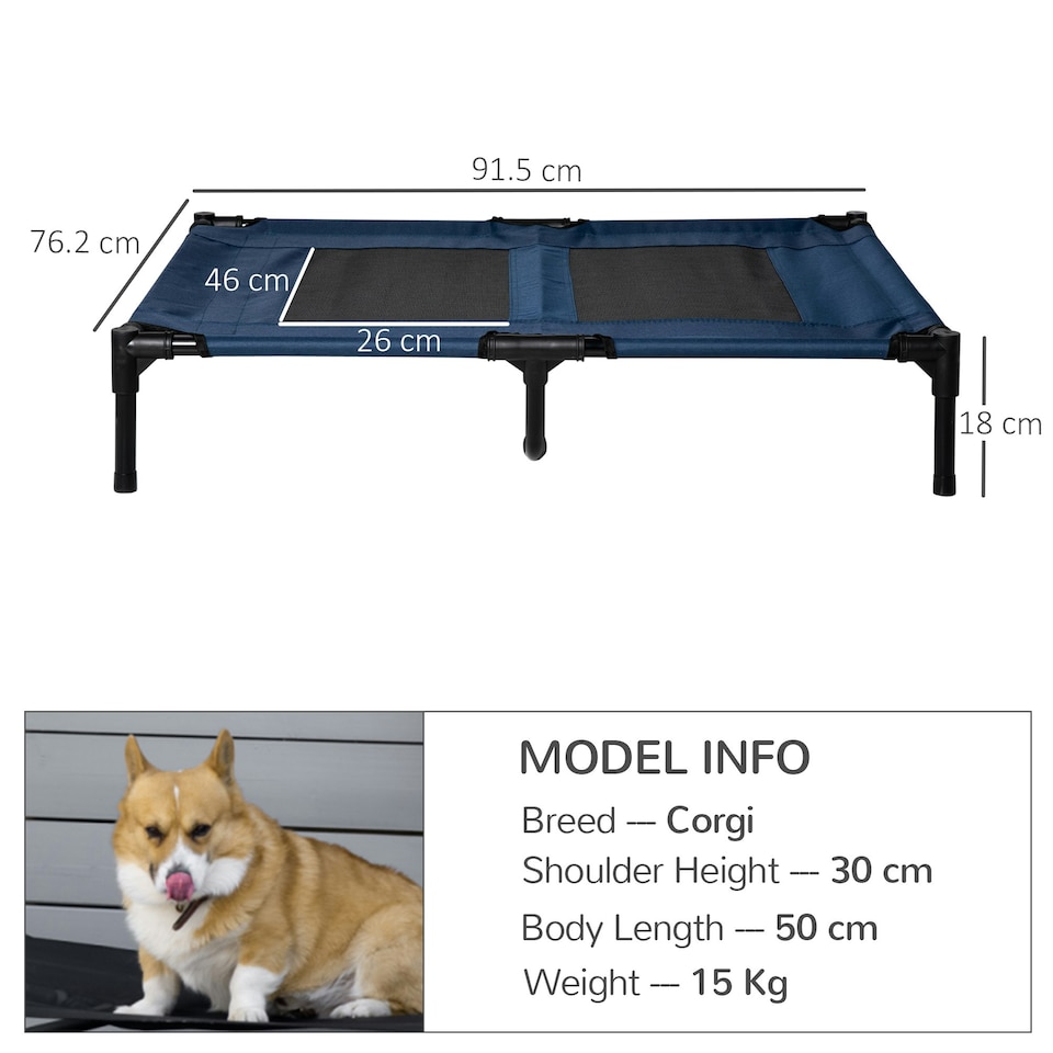 image 1 of PawHut Pet Raised Bed Dog Cat Hammock Puppy Large Cots Camping Portable Outdoor