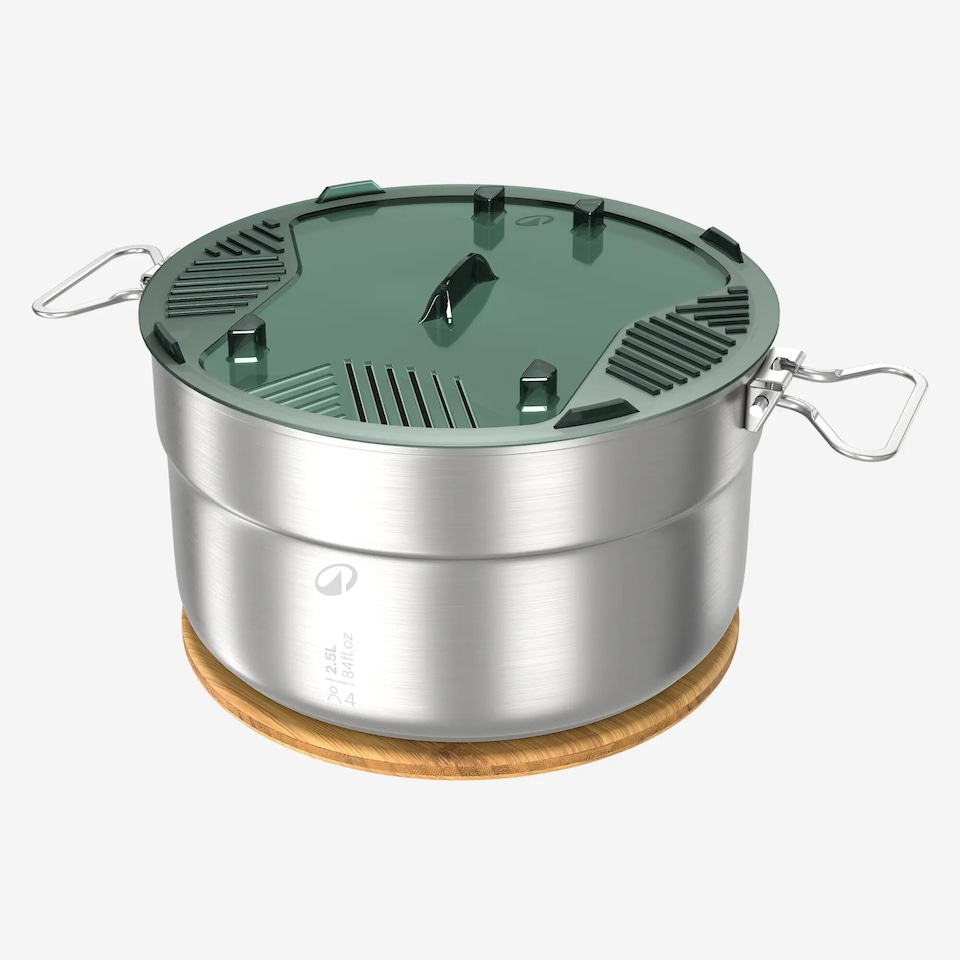 image 1 of Decathlon Stainless Steel Non-stick Camping Cookset 500 4 People 25 Items