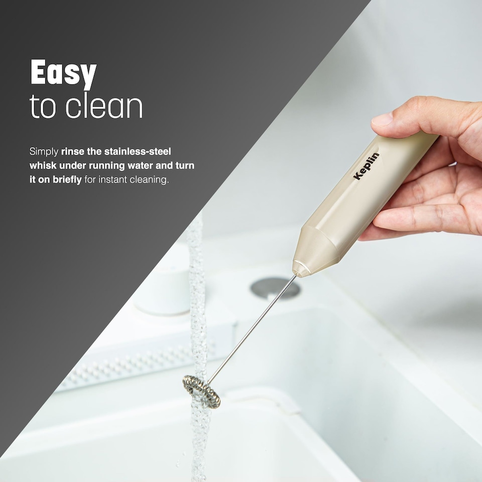 image 1 of Keplin Handheld Milk Frother with Stand Stainless Steel Electric Whisk