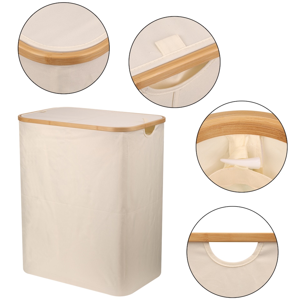 image 1 of 140L Foldable Laundry Basket with Lid, Polyester Clothes Hamper