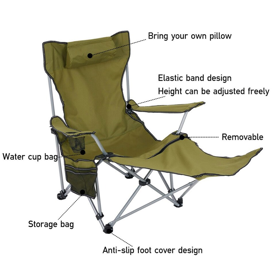 image 1 of Living and Home Foldable Camping Chair - Olive Green 165cm Green | Standard