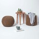 image 6 of Homescapes Chocolate Brown Round Cotton Knitted Pouffe Footstool - 35 x 40 cm | Brown | H 35cm x W 40cm