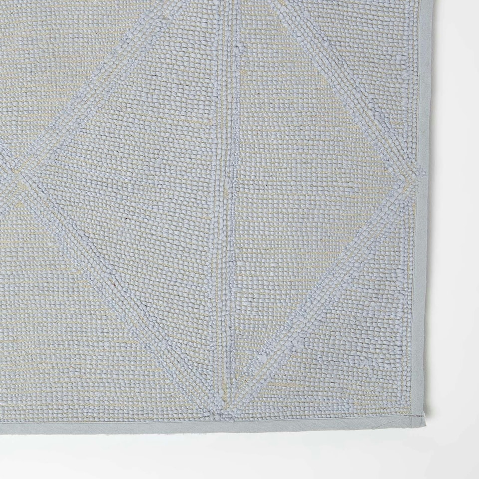 image 1 of Homescapes Cotton Blue Bath Mat Tufted Geometric Design - 50 x 80 cm | Blue