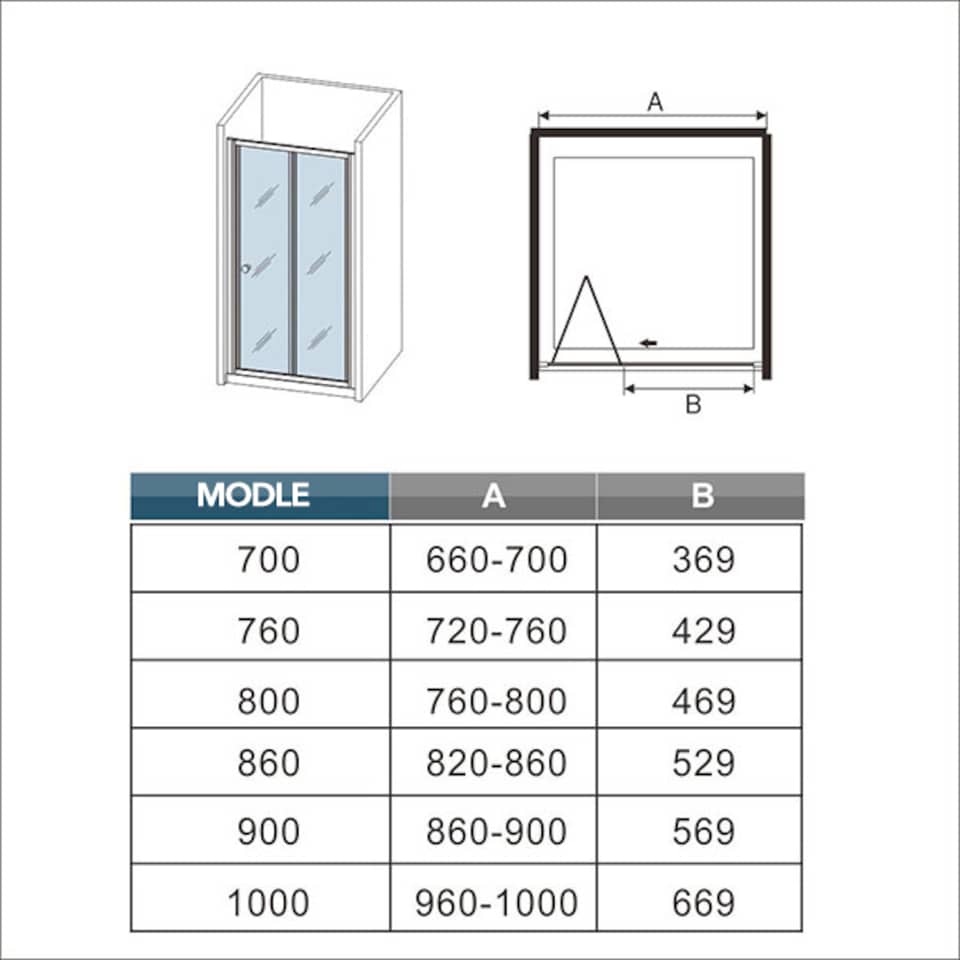 image 1 of Aica Bathrooms 900x1850mm Bi Fold Shower Door Enclosure Glass Screen Cubicle | Chrome