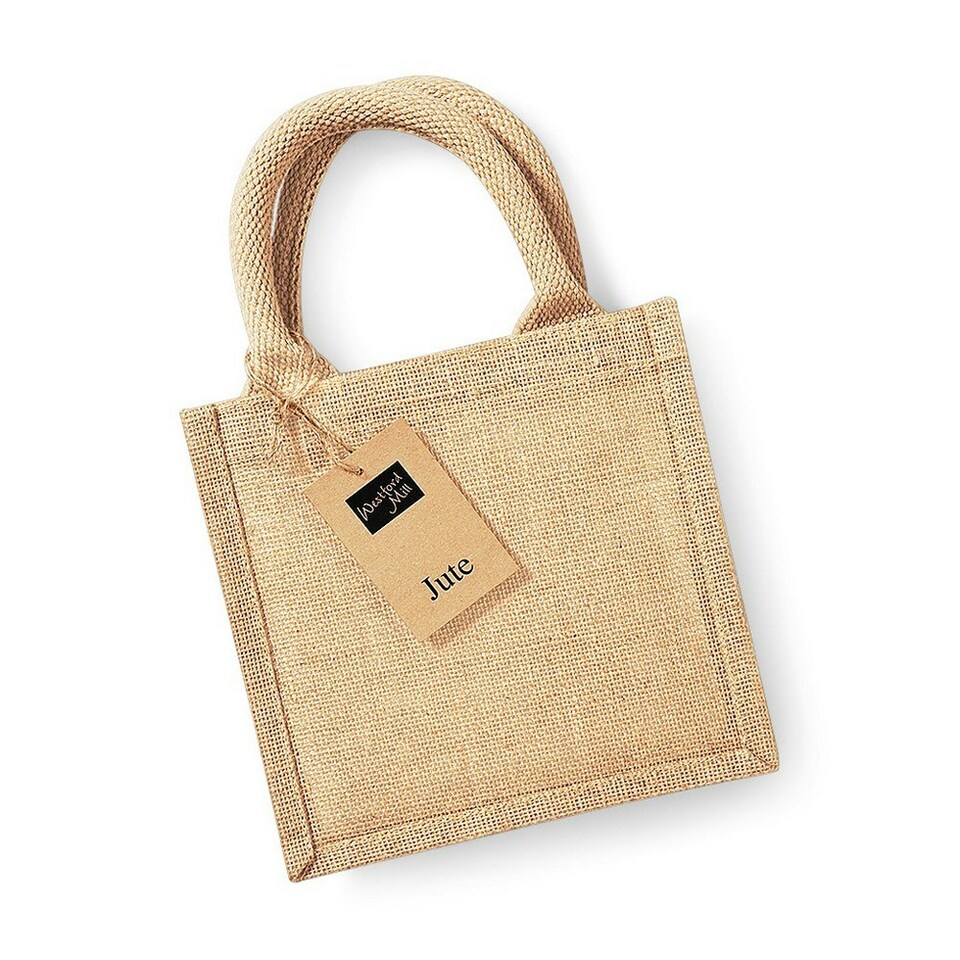 image 1 of Westford Mill Jute Mini Gift Bag (6 Litres) - Natural - One Size