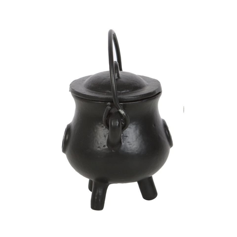 image 1 of Something Different Cast Iron Pentagram Cauldron - Black - 12cm x 13cm x 13cm