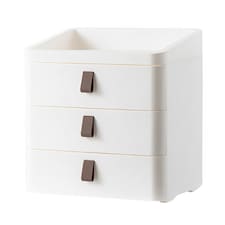 Living and Home Desktop Plastic Drawer Storage Organizer, 3 Tier | White