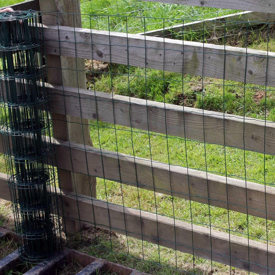 image 1 of Actiasgear – 10m Green Garden Wire Fence Roll | PVC-Coated Galvanised Steel Mesh (120cm High, 100mm x 75mm Mesh, 2mm Wire)