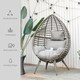 image 6 of Outsunny Garden Egg Chair, Teardrop Outdoor PE Rattan Chair with Full-body Soft Padded Cushion, Mixed Grey
