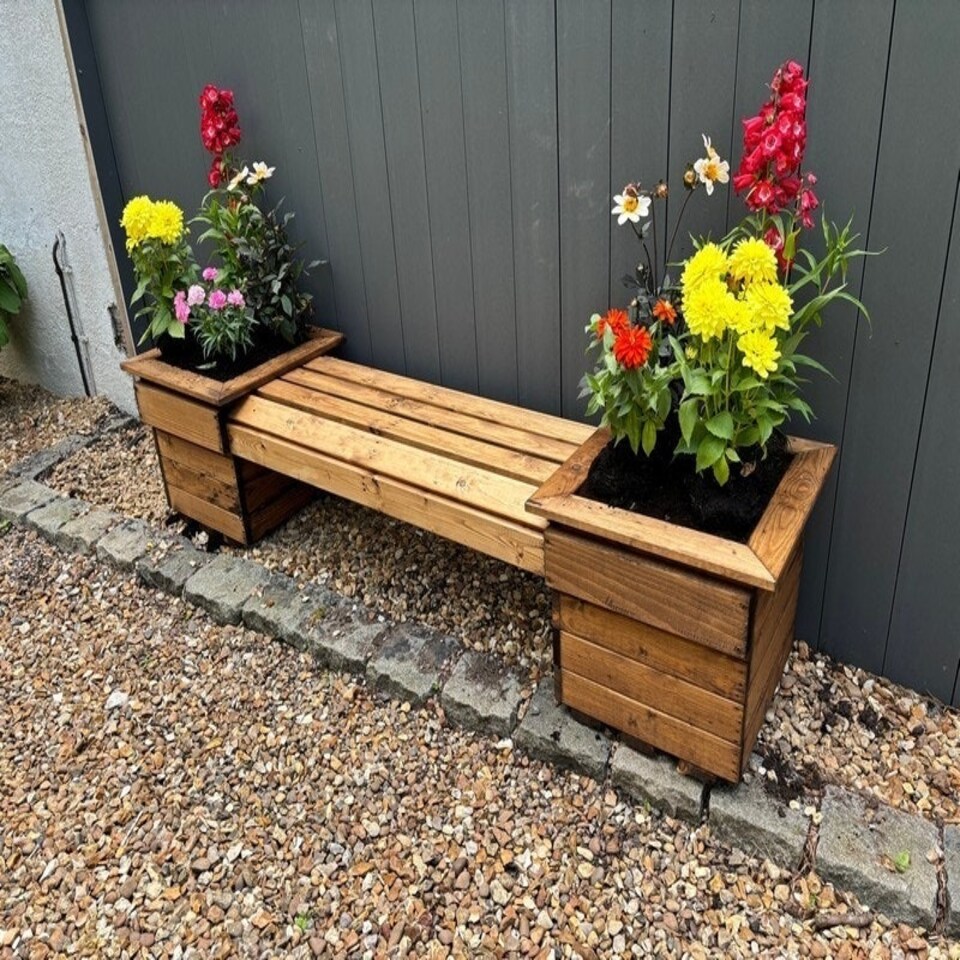 image 1 of Knights Double Planter Bench - Timber - L47.5 x W135 x H40 cm Brown