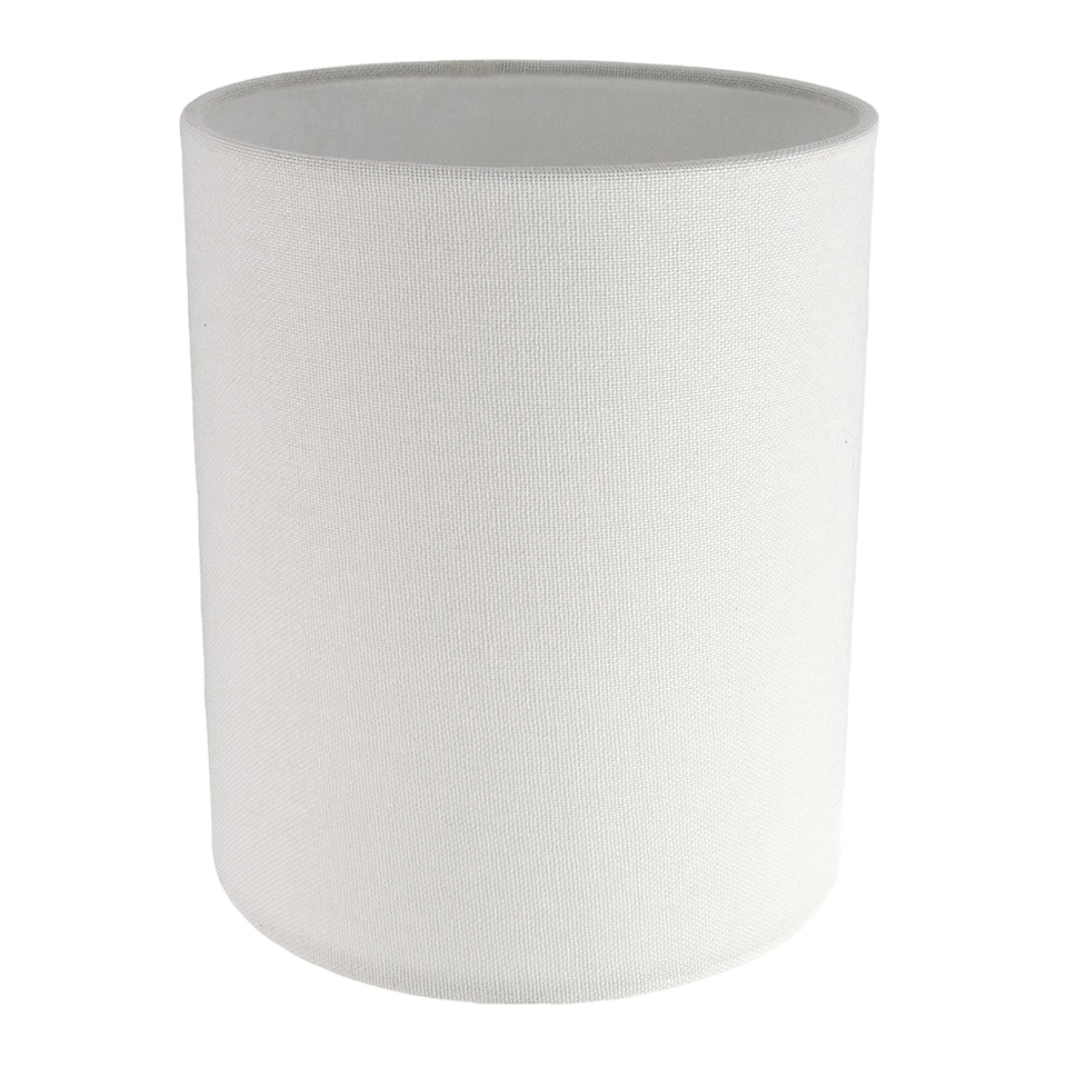 image 1 of Contemporary and Elegant Ivory White Linen Fabric 18cm High Cylinder Lamp Shade | White