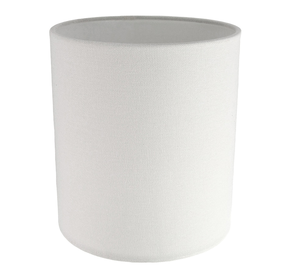 image 1 of Contemporary and Elegant Ivory White Linen Fabric 18cm High Cylinder Lamp Shade | White