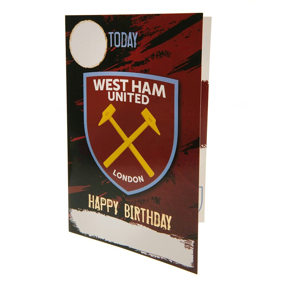 image 1 of West Ham United FC Birthday Card With Stickers - Claret Red/Gold - 22cm x 15cm