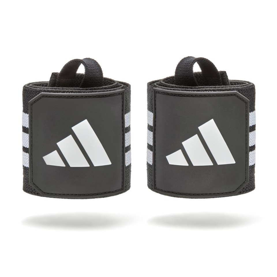 image 1 of Adidas Training Wrist Wraps — Adult Black/White, Elastic Support with Hook and Loop (Pair) | Multi | Black/White