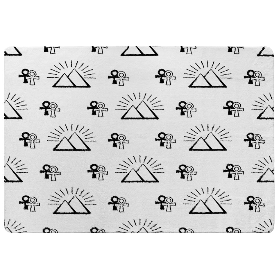image 1 of Egyptian pyramid and ankh (Rug) White | XL: 160x230cm