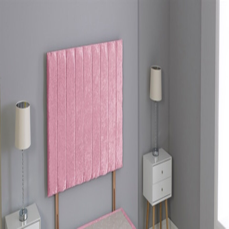 Pink Crushed Velvet 9 Panel Headboard Pink | 4FT6 Double 26"inch Headboard