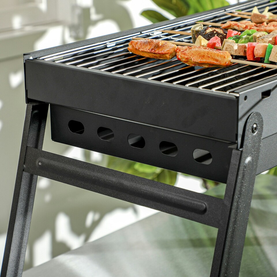 image 1 of Outsunny Portable Charcoal Grill with Pull-Out Charcoal Basin