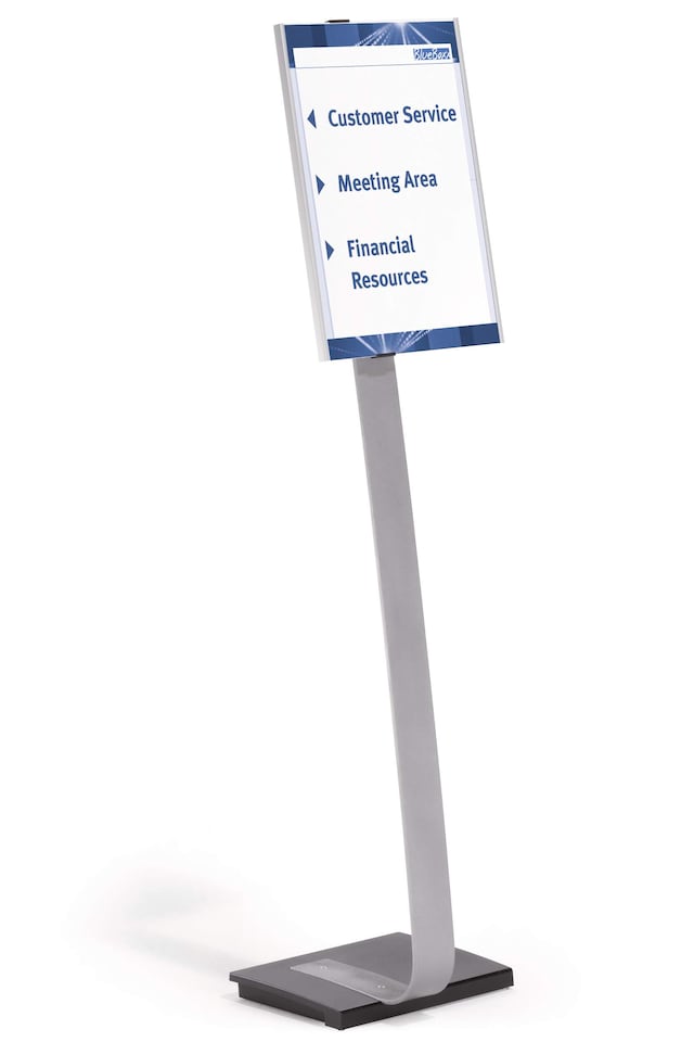 image 1 of Durable INFO SIGN Aluminium Display Panel Info Floor Stand A3 | 1.25m | Silver | Silver