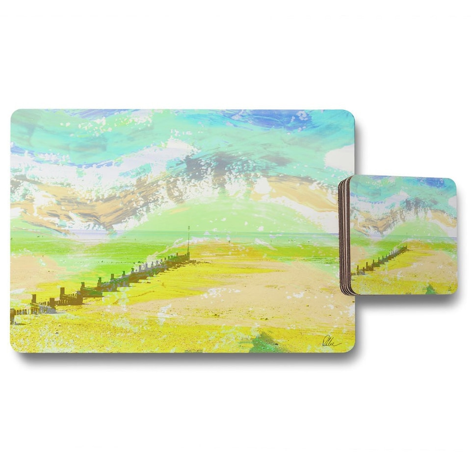 Yellow beach (Placemat & Coaster Set)