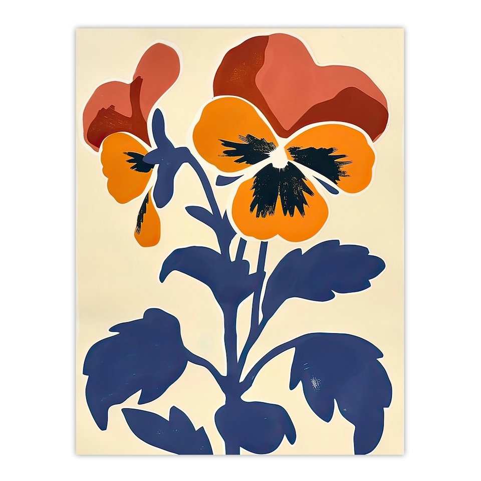 image 1 of Pansy Flower Bloom Simple Bold Floral Home Decor Black Framed Wall Art Print A4