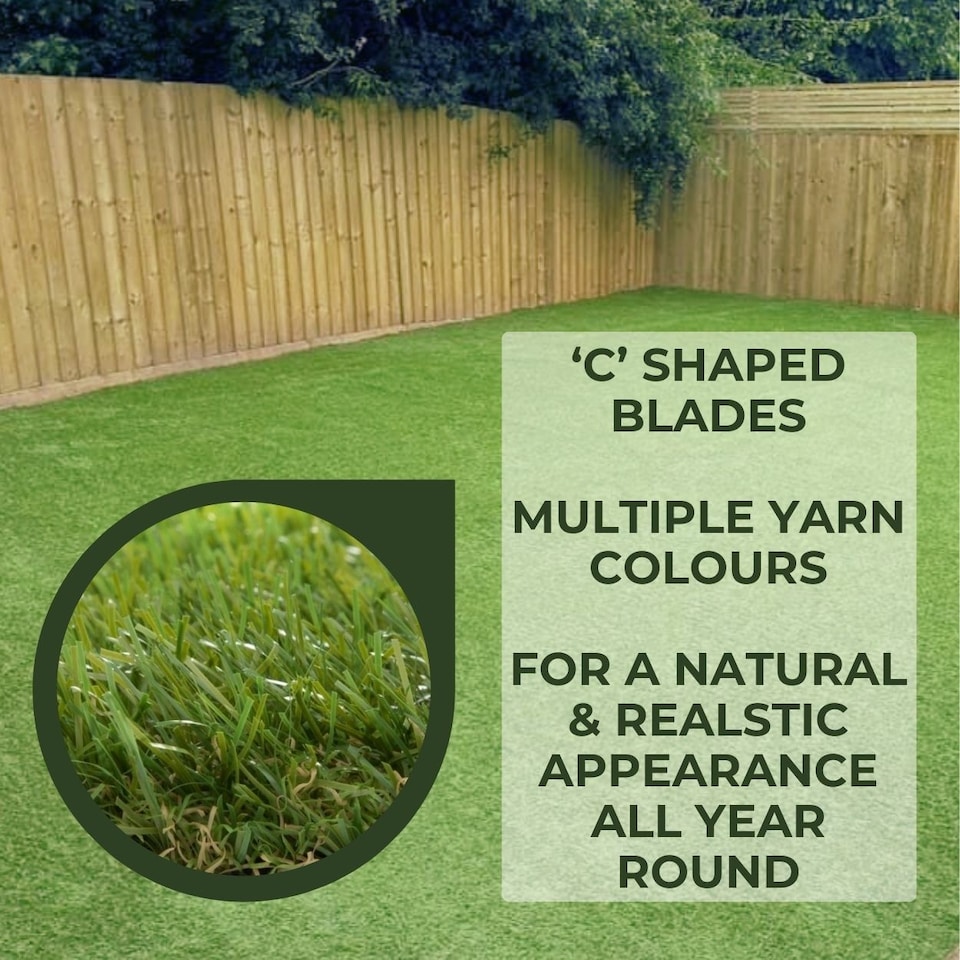image 1 of 35mm Artificial Grass - Natural and Realistic Looking Fake Lawn Astro Turf | Green | 4M x 4M | 1