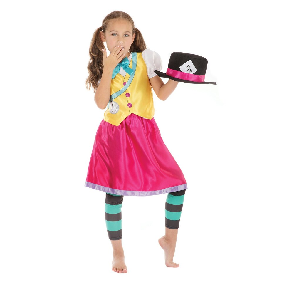 image 1 of Bristol Novelty Childrens/Girls Mad Hatter Girl Costume - Multicoloured - L L