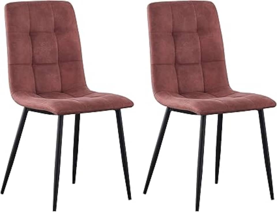 image 1 of Set of 2 Faux Suede Leather Dining Chairs Henri Pink by MCC Direct