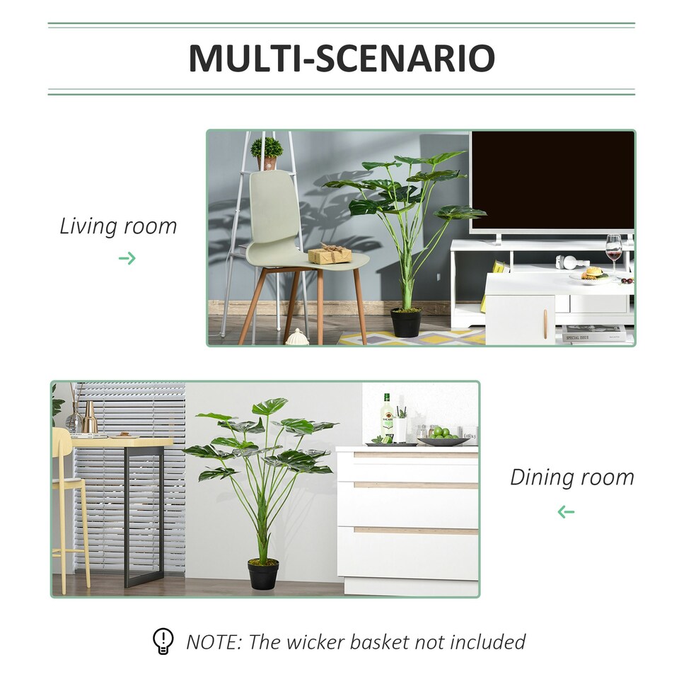 image 1 of Outsunny 85cm Artificial Monstera Tree Fake Plant in Pot Indoor Décor