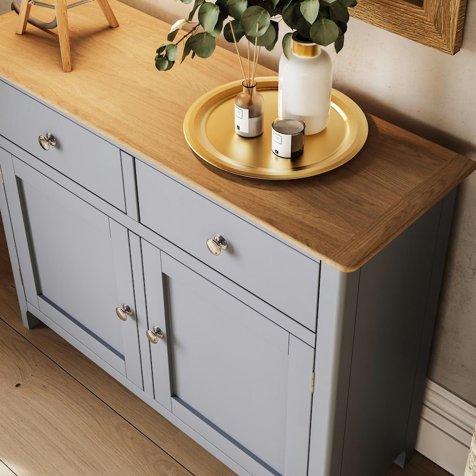 image 1 of Taberno Oak 2 Door 2 Drawer Sideboard Dove Grey Grey