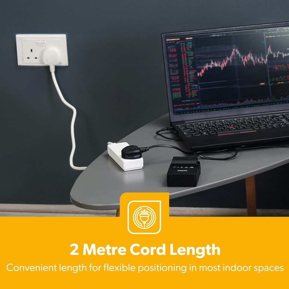 image 1 of GEEPAS 2 Gang Extension Lead, 2M Cable