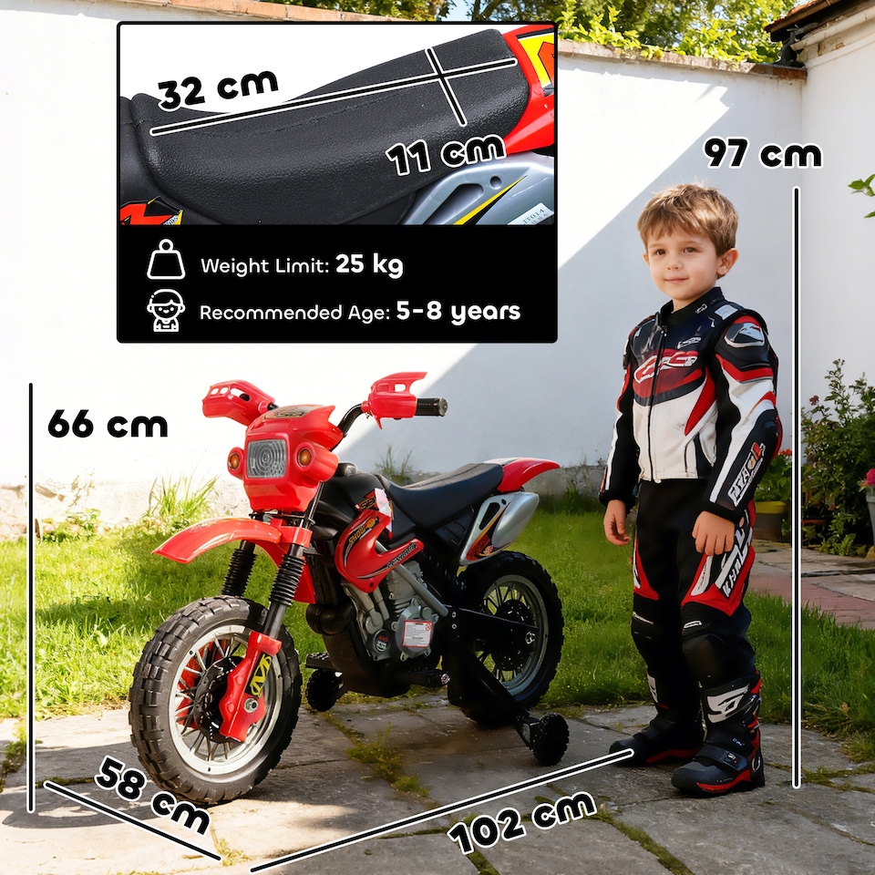 image 1 of HOMCOM 6V Kids Child Electric Motorbike Ride on Motorcycle for 3-6 Years