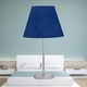image 4 of Set of 2 Chrome Stick Table Lamps with Navy Blue Fabric Shades Chrome | Blue