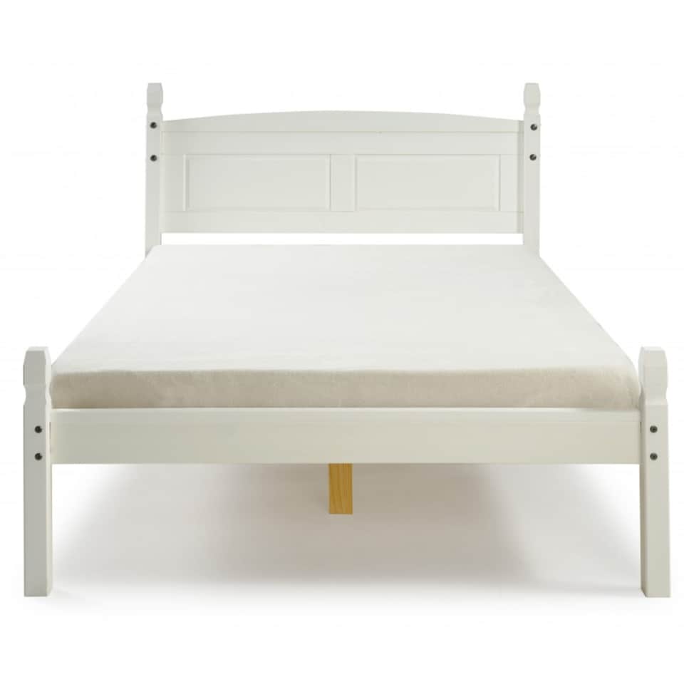 image 1 of Mercers Furniture Corona White 4'6" Double Low End Bed Frame Solid Wood Pine Wooden Bedroom 4ft6 with Mexican Styling