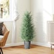 image 9 of HOMCOM 90cm Artificial Cypress Trees Set of 2, UV Resistant Artificial Plants with Decorative Pot, Fake Plants for Indoor Outdoor Decor, Green | Green