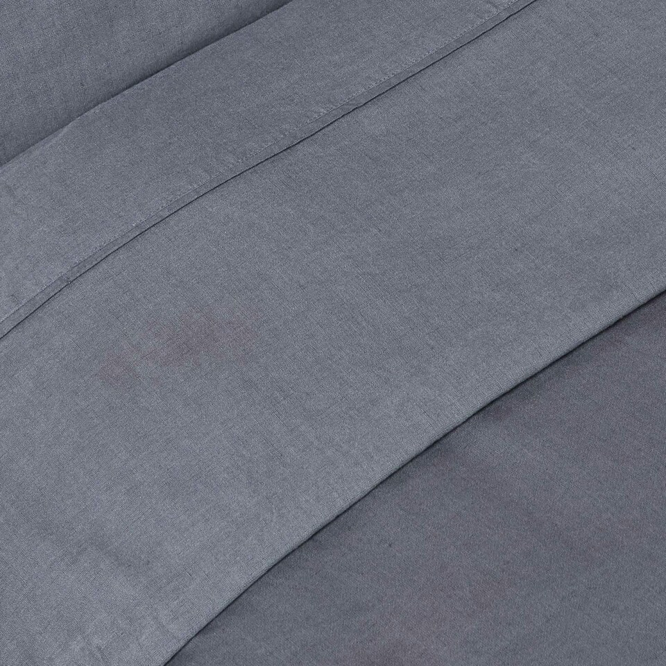 image 1 of Homescapes Dark Grey Linen Flat Sheet, Super King Grey | Super King