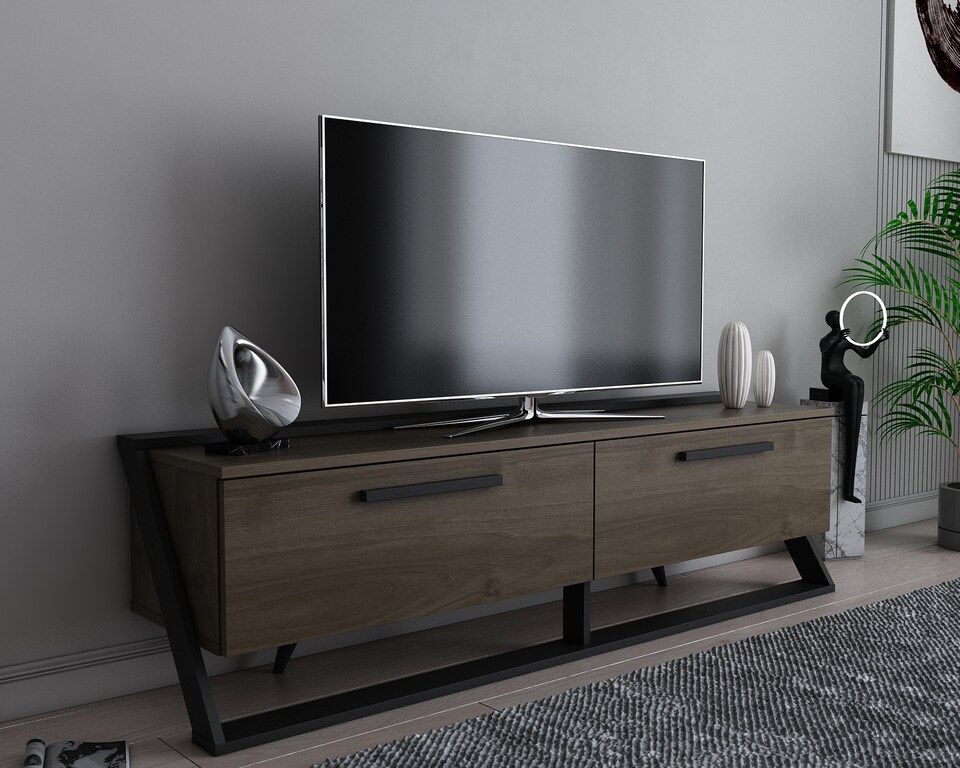 image 1 of Decorotika Astrid TV Unit with 2 Dropdown Cabinets for TVs up to 64 inches