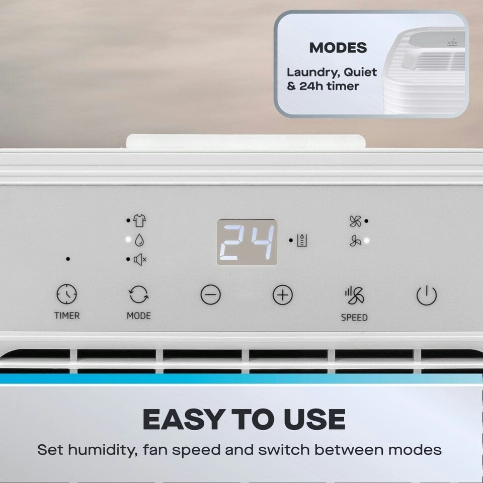 image 1 of Daewoo 12L Dehumidifier with Laundry Mode, Quiet & Continuous Drain