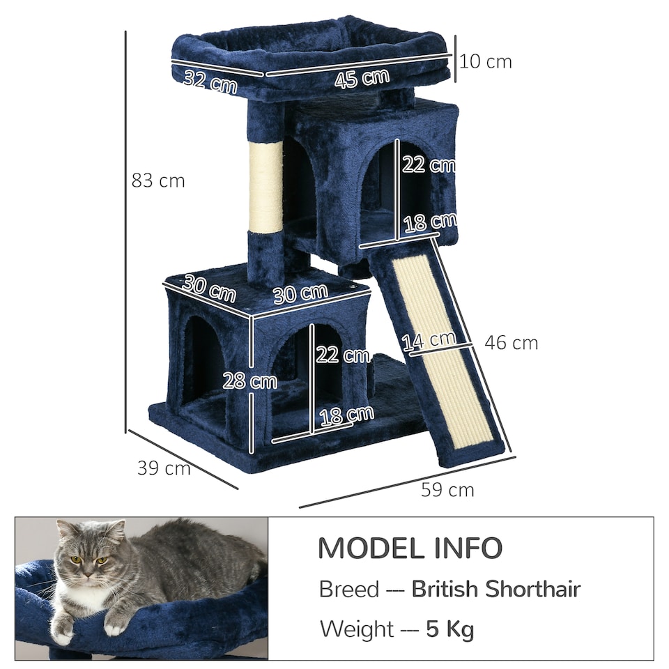 image 1 of PawHut Cat Tree 81cm Indoor Cat Scratching Post Kitten Tower