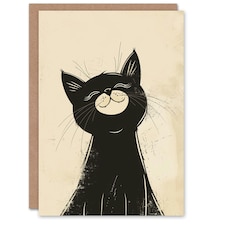 Retro Cartoon Cute Smiling Kitty Lover Arty Birthday Card
