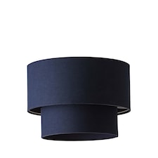 ValueLights Jodie Two Tier Navy Linen Ceiling Drum Lamp Shade | Blue