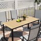 image 9 of Outsunny Garden Table for 6 People, 175 x 78 x 75 cm Rectangle Outdoor Dining Table with Slatted Top, Metal Frame, for Balcony, Deck, Teak | Multi