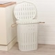 image 2 of 65L Bamboo Look Laundry Basket With Rope | White | 1