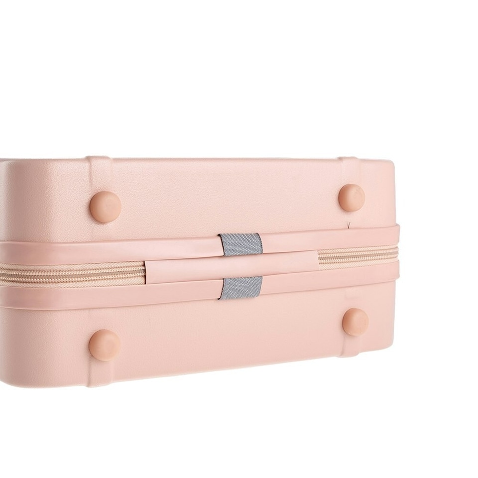 image 1 of Living and Home Portable Hard Shell Travel Makeup Case, Pink | Pink | Personal Item
