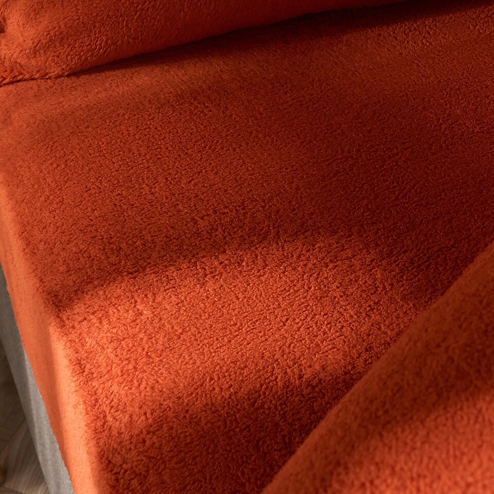 image 1 of OHS Teddy Fleece Thermal Fitted Bed Sheet | Orange | Rust | Super King