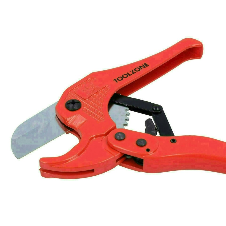 image 1 of Ratcheting Plastic PVC Tube Cutter For Pipes Up To 42mm Plumbing Cutting Tool