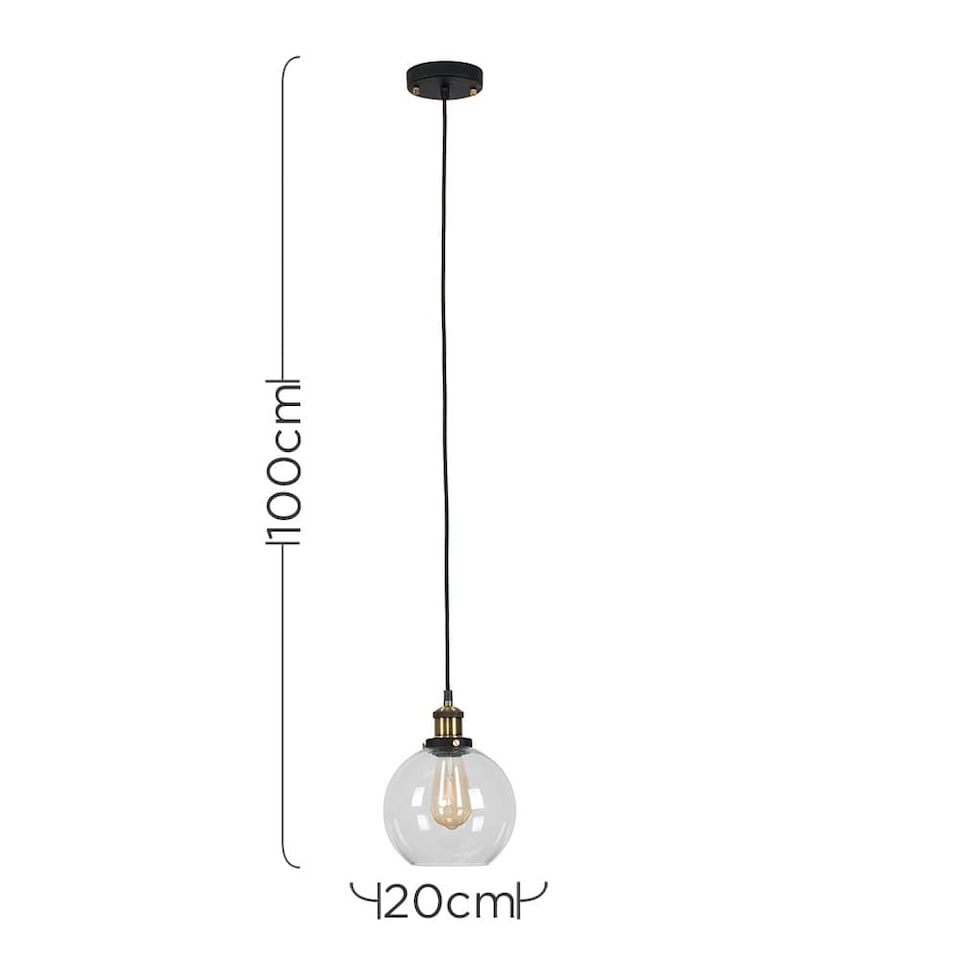 image 1 of ValueLights Sheridan Glass Clear Globe Ceiling Light Pendant & Bulb | Clear