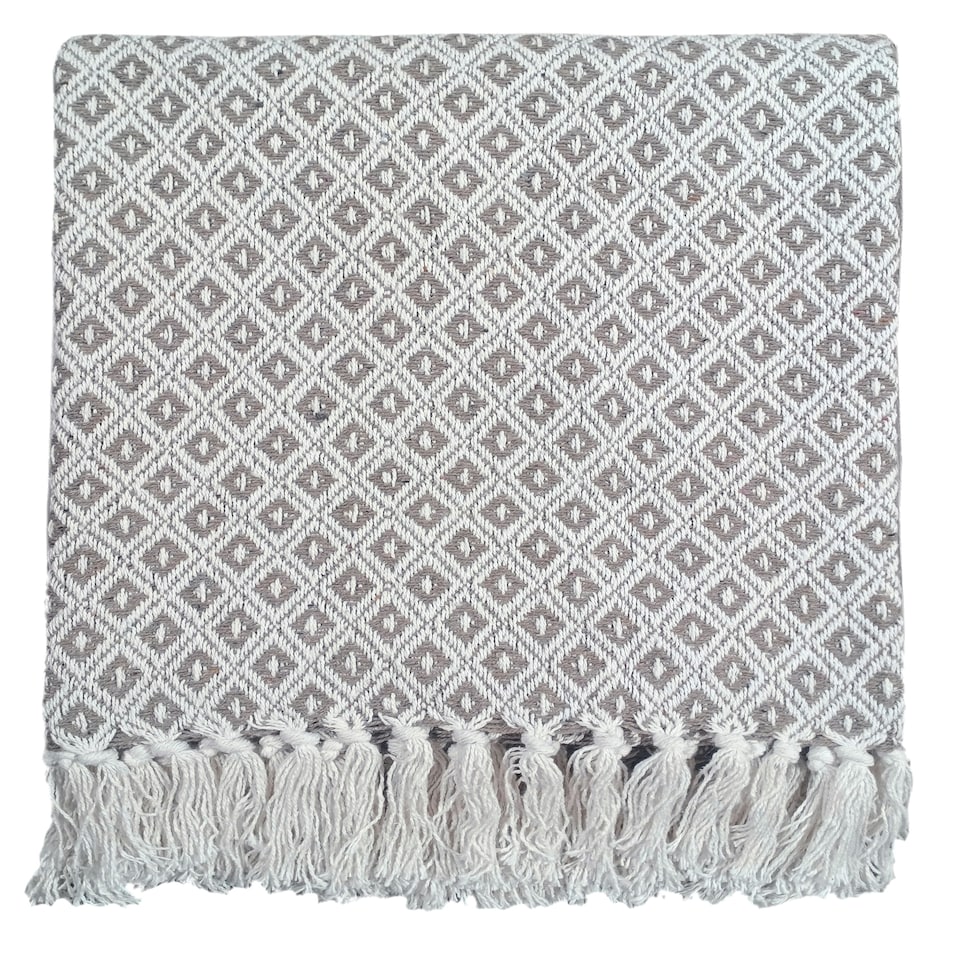 image 1 of Eden Cotton Geometric Throw Silver | Silver (150x120 cm)