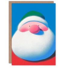 Cute Round Santa Claus Vibrant Modern Graphic Blank For Him Or Her Art Christmas Card